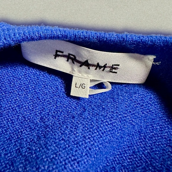 NWOT FRAME Denim ‘Strong Shoulder Mini Dress’ in “Ultramarine” Cashmere Sz Large - Picture 4 of 16